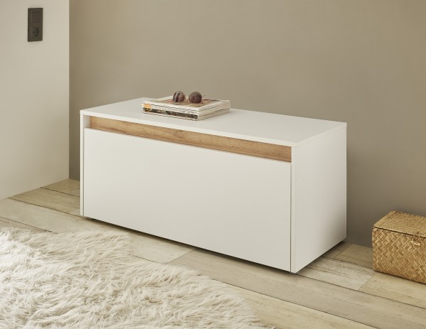 Schuhbank "Style", mit 1 Klappe, Ohne Sitzkissen, Weiß, Eiche Wotan Dekor