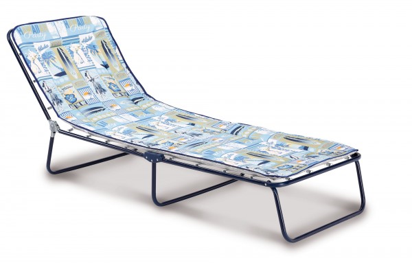 Campingliege "Toni" blau gemustert 60x180x23cm Gartenliege Gartenmöbel Sonnenliege Klappliege
