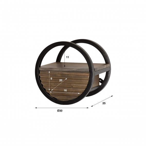1x Wandregal „Zoey 2“ – Rundes Design aus massiver Akazie