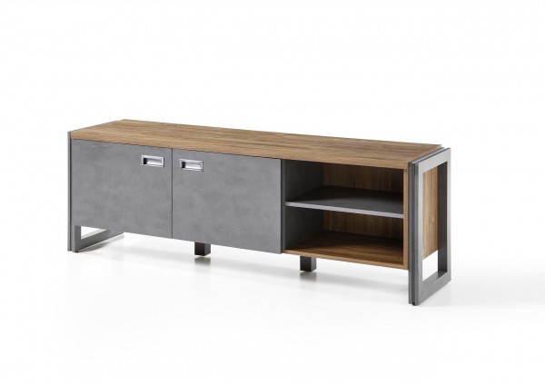 Lowboard, TV-Lowboard, Wohnzimmer, Industrie Design, “Java Living” Stirling Oak, grau, braun