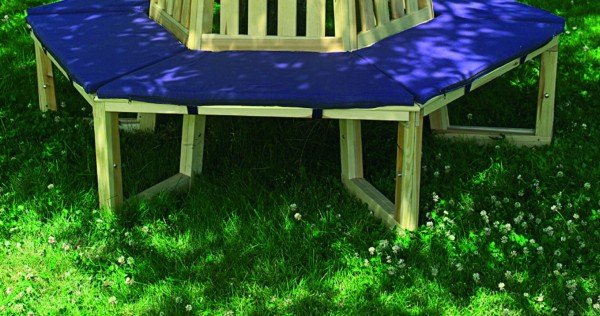 Sitzauflage für Baumbank "Leon I", blau, Baumwolle, Auflage, Bankauflage, Garten