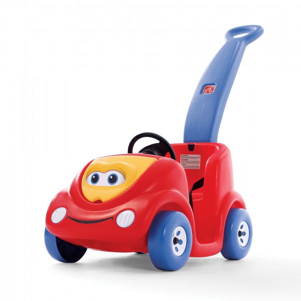 Kinderauto "Iska" in rot blau mit Schiebegriff aus Kunststoff 47x110,5x87,6cm