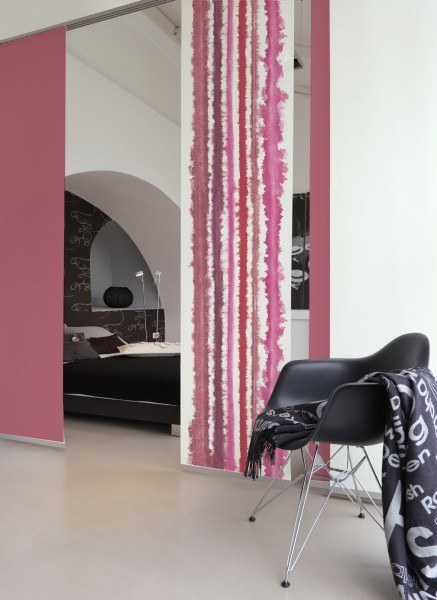 1-teiliger Flächen-Schiebevorhang Emotion Textiles Aquarell Streifen rot/pink 60 x 260 cm