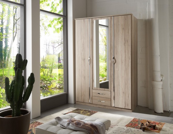 Beauty.Scouts Kleiderschrank "Baseline XL", in San Remo Eiche NB + Chrom Absätze
