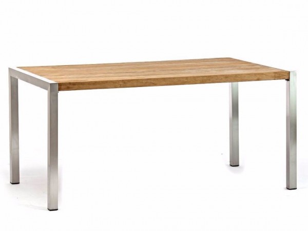 Tisch "Axel", Edelstahl/Teakholz, 160 x 90 x 75 cm, Gartentisch, Balkontisch, Terrassentisch, Garten