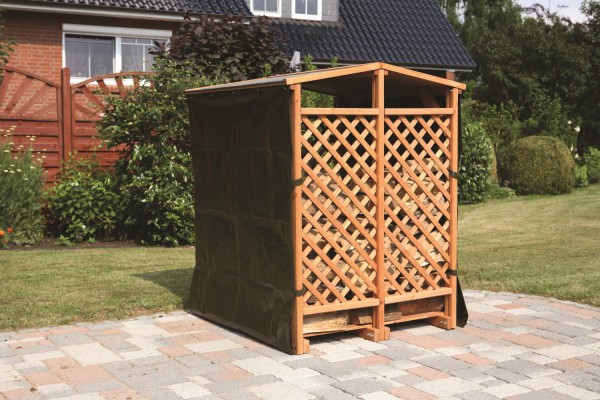 Kaminholzlager "Renata", natur, 120 x 118 x 148 cm, Holzregal, Gartenregal, Holzaufbewahrung, Garten