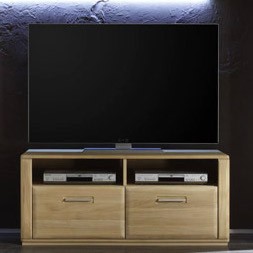 Lowboard "Anriel" Board, Eiche Bianco, 124x50x51cm, TV-Element, TV-Board, TV-Schrank