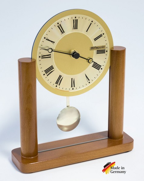 Analoge Tischuhr Standuhr "Madrie" Uhr mit Pendel, Standuhr, Küche, Wohnzimmer, Diele/Flur, 23x19 cm
