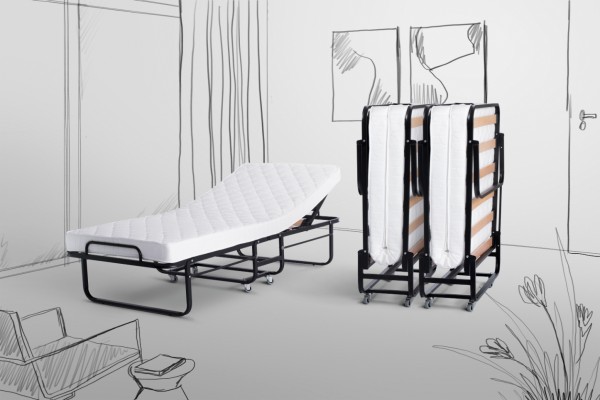 Gästebett "Gideon"  schwarz struktur 90x200cm verstellbares Kopfteil DICO Raumsparbett