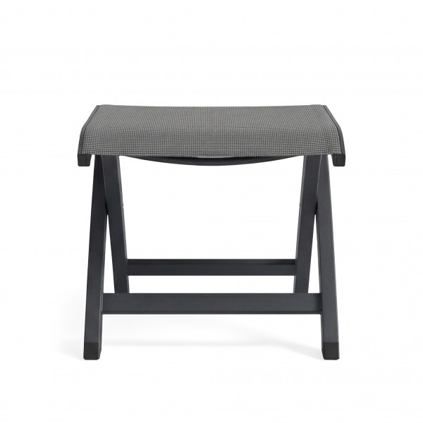 Outdoor Hocker 2er Set „Larino“ Anthrazit Aluminium & Textilene wetterfest & robust