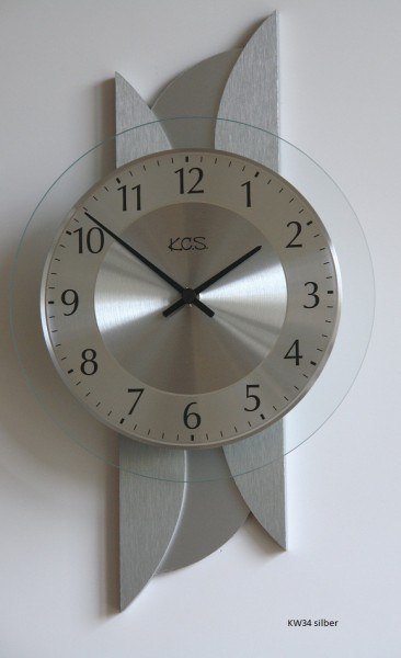 Quarz Wanduhr "Bernd" aus MDF und Metall, 23 x 40 cm, Silber