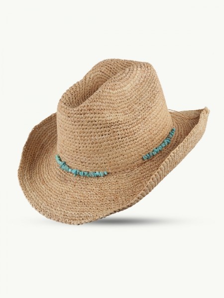 SCIPPIS Sommerhut „Bondi- aus Raffia, Natur, mit dekorativem Steinband