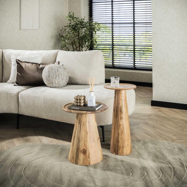 2er Set Beistelltisch &quot;Genova&quot; Akazienholz 30x30x60cm 40x40x45cm Wohnzimmertisch
