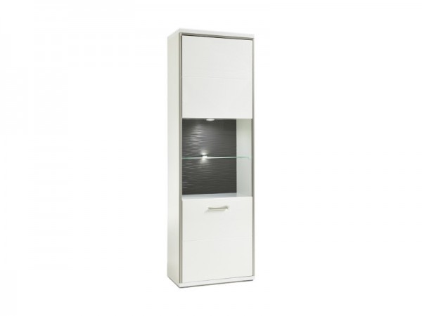 Vitrine-R "Bindian I" weiss 64x201x38cm opt. Beleuchtung Highboard Schrank Board Schrank