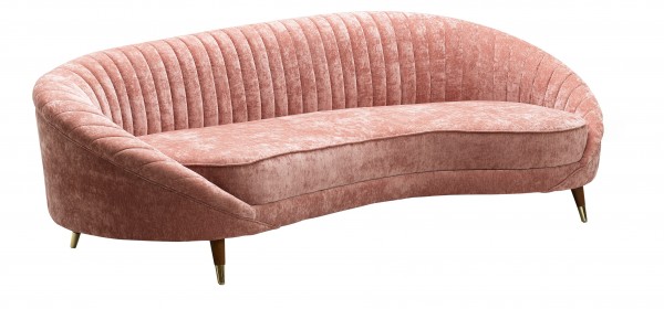 "Sissi" altrosa 105cm(L/T)x246cm(B)x81cm(H) mit Steppnähten und Holzfüße Couch
