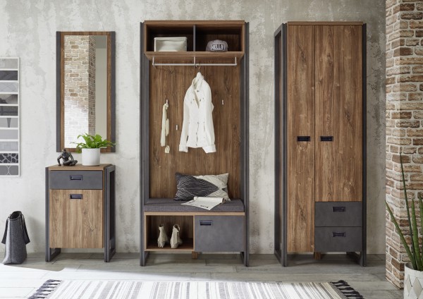 Garderoben Set "Java Living I" 4-teiliges Set, Stirling Oak Nachbildung, 234(214)x202x35-45cm