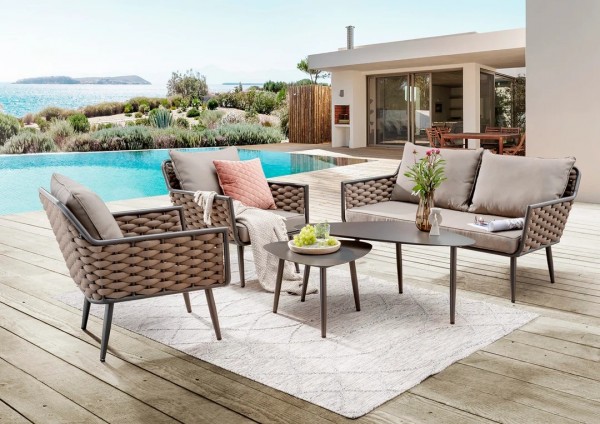 Sofaset "Jolanda", coffee, inkl. Polster, 5er-Set, Gartenmöbel, Balkonmöbel, Sitzmöbel, Garten, Möbel, Gartensofa, Balkonsofa, Balkon