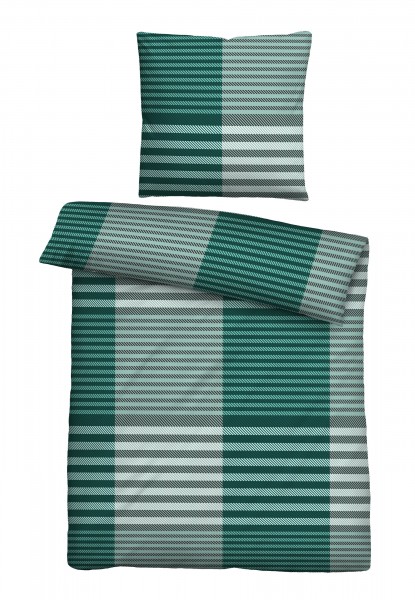Biberna Feinbiber Bettwäsche kariert salbei