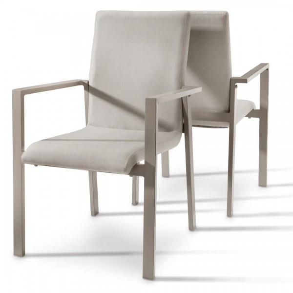 2er-Set Balkonsessel „Verano“ – Aluminium, Taupe, 56 x 66 x 90 cm, Balkon, Garten