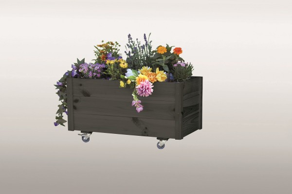 Pflanzkasten "Kassandra", Kiefer, anthrazit, 95 x 54 x 45 cm, Blumenpflanzkasten, Gartendeko, Garten