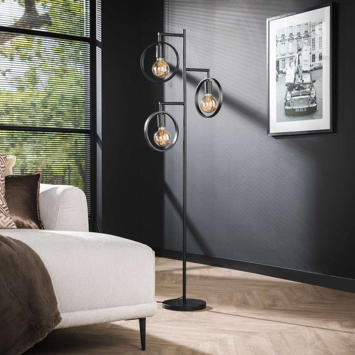 EXO Lighting Stehlampe SINTRA – 164 Cm Hoch, Zylindrisch, Weißer Baumwollschirm