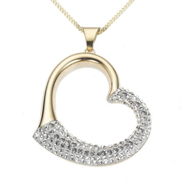 Crystelle - Anhänger/Kette 45/42cm, Herz mit Swarovski Kristallen weiss