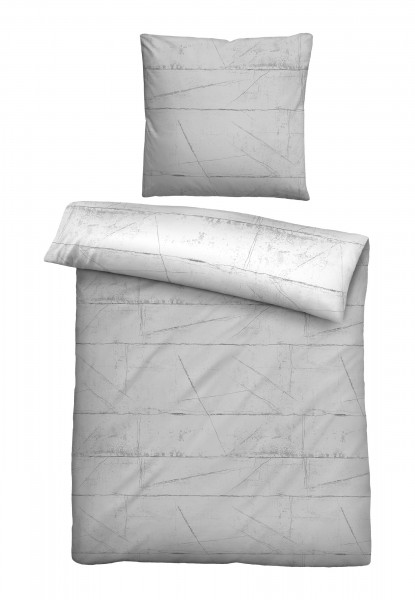 Biberna Baumwoll Satin Bettwäsche sturmgrau