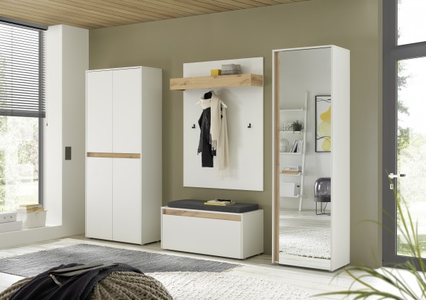 4er-Set Garderobe Boston Wotan Eiche Holzdekor weiß 255x200x40cm