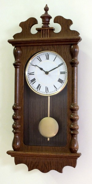 Wanduhr mit Pendel "County Durham", Uhr, Wanduhr, Pendeluhr,Eiche, Küche, Wohnzimmer, Diele/Flur, 55x25 cm, in Eiche