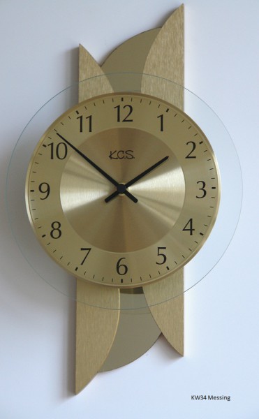 Quarz Wanduhr "Edda" aus MDF und Metall, 23 x 40 cm, Messing