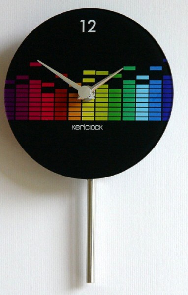 Wanduhr Pendeluhr "Beats" Glas, Küche, Wohnzimmer, Diele/Flur, 23x14 cm, in Schwarz