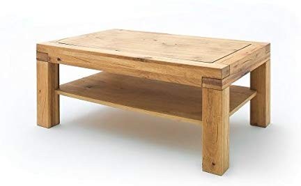Couchtisch "Moldova" - Tisch m. Ablage Massivholz Wildeiche 120x50x70cm Beistelltisch