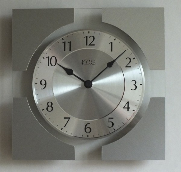 Wanduhr Funkuhr "Shanna", Glas, Küche, Wohnzimmer, Diele/Flur, 26x26x6 cm, in Aluoptik