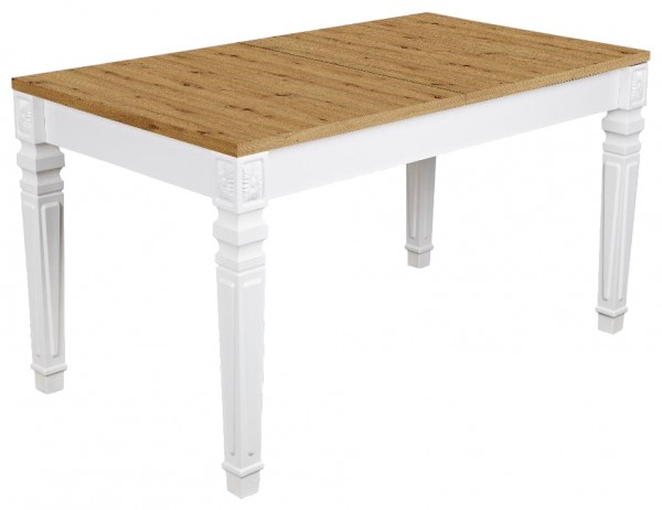 Esstisch "Denise", weiß/Artisan, 160-200x76x90 cm, Designfüße, Tisch, Küchentisch, Küche, Esszimmer