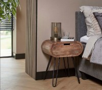 Nachttisch "Barbara", Akazienholz/Metall, 50 x 35 x 60 cm, Schlazimmertisch, Schlafzimmer Nachttisch "Barbara", Akazienholz/Metall, 50 x 35 x 60 cm, Schlazimmertisch, Schlafzimmer