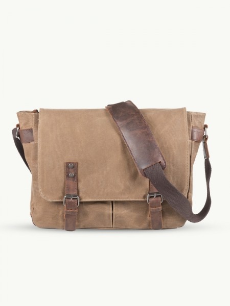 SCIPPIS Japoon Messenger – Geräumige Schultertasche aus gewachstem Canvas mit markanten Lederdetails