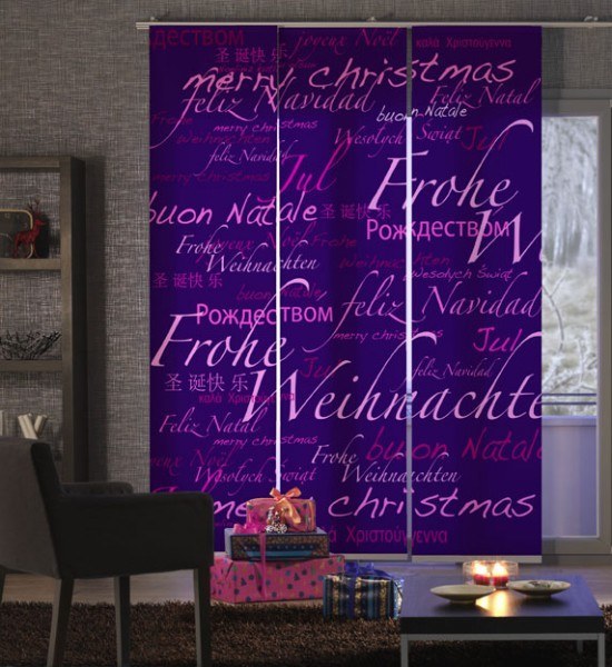 Emotion Textiles Flächenvorhang Schiebevorhang World Xmas Lila-Pink 3-teilig