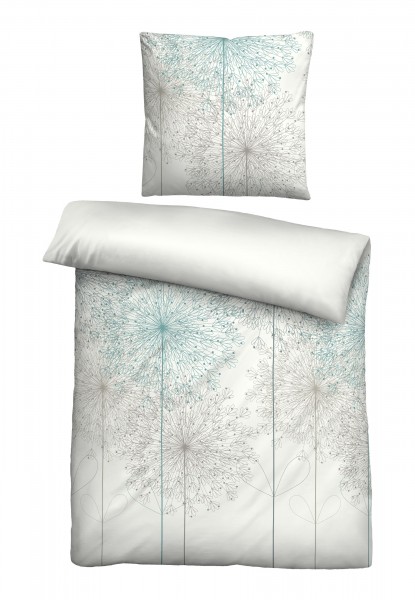 Biberna Baumwoll Satin Bettwäsche aqua 135x200cm + 80x80cm