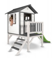 Holzspielhaus "Sun XL" mit Leiter + Rutsche 168x261x189cm aus Zedernholz in grau-weiß Holzspielhaus "Sun XL" mit Leiter + Rutsche 168x261x189cm aus Zedernholz in grau-weiß