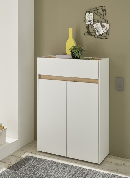 Schuhschrank Boston Wotan Eiche Holzdekor Weiß 85x122x35cm