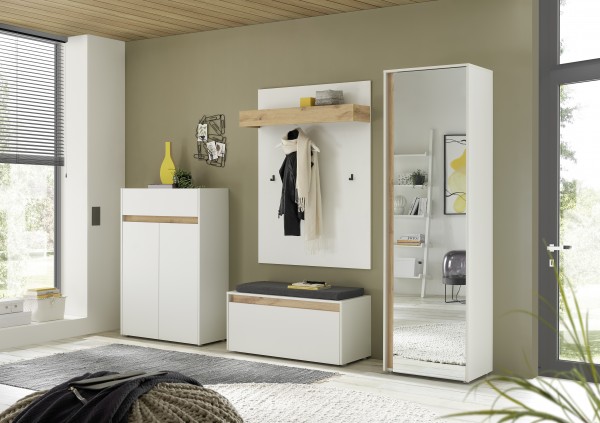 4er-Set Garderobe Boston Wotan Eiche Holzdekor weiß 255x200x40cm