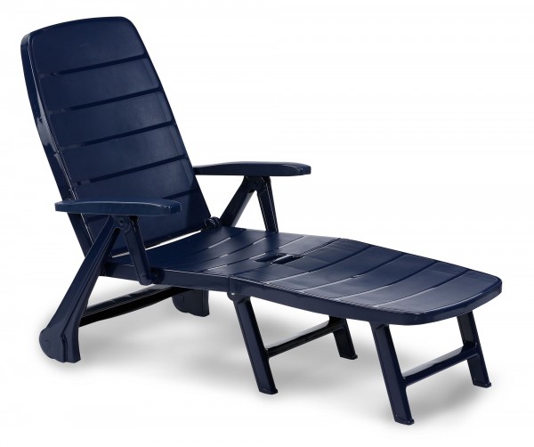 Rollliege "Phil" 72x189x97cm Kunststoff blau Gartenliege Gartenmöbel Sonnenliege Garten