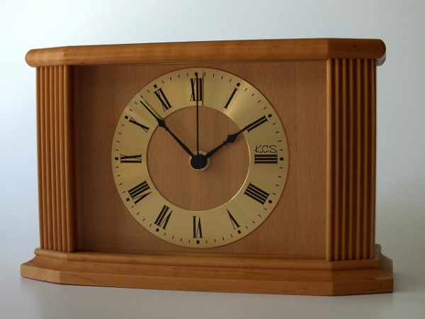 Analoge Tischuhr Standuhr "Grenoble" Uhr, Antik, Standuhr, Küche, Wohnzimmer, Diele/Flur, 24x15 cm, in Buche