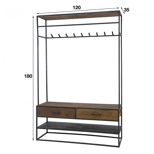 Garderobe &quot;Ronja&quot;, Kleiderablage, Regal, Flurregal, robustes Hartholz