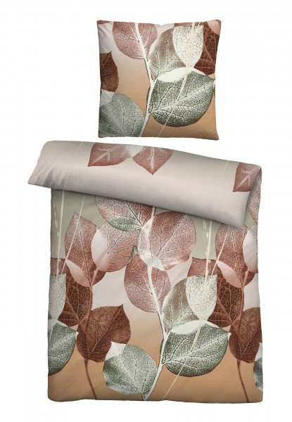 Biberna Feinbiber Bettwäsche Blätterranke 135x200cm + 80x80cm