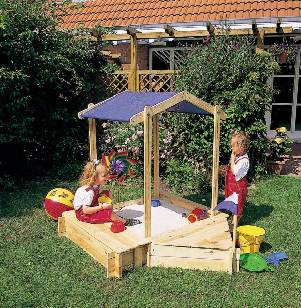 Sandkasten "Little Skipper" Kiefer, 146 x 124 x 132 cm, Bootsandkasten, Garten, Spielzeug