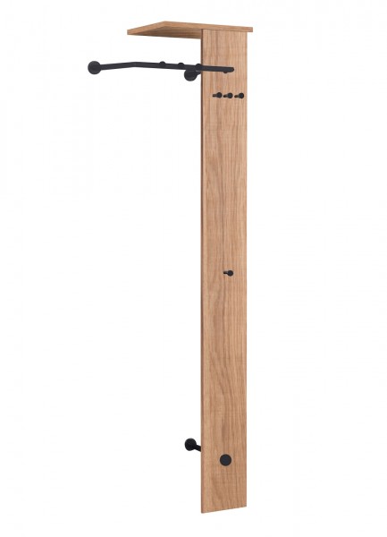 Garderobe "Judy" 55x190x38cm Eiche Dekor Metallstange schwarz Kleiderstange