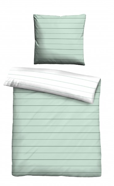 Biberna Mako Satin Bettdeckenbezug Mix &amp; Match mint