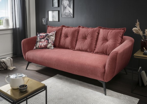 3-Sitzer Sofa "Mary" Koralle hell rot 236x 80/94 x 103 cm (B/H/T) 100% Polyester Metallbeine