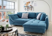 Ecksofa "Camille" blau 250 x 190 x 84 cm (B/H/T) Wellenunterfederung inkl. Zierkissen Sofa Ecksofa "Camille" blau 250 x 190 x 84 cm (B/H/T) Wellenunterfederung inkl. Zierkissen Sofa